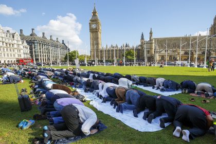 Friday Prayer in Parliament Square in London