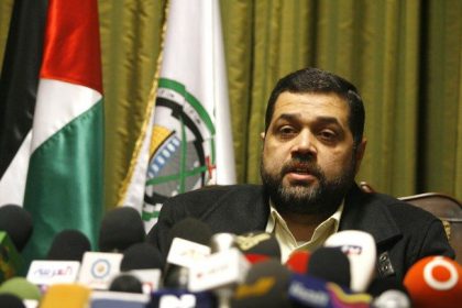 Hamas' senior representative Ousama Hamdan speaks during a news conference in Beirut
